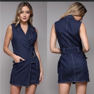 Do+be denim buckle wrap mini dress